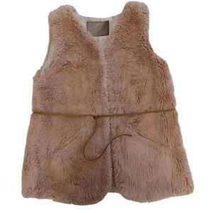 Zara Girls  Faux Fur Dusty Pink Vest Size 4